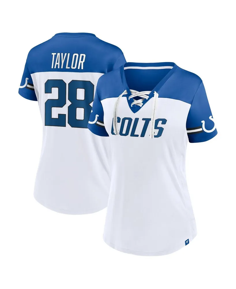 Women's Fanatics Jonathan Taylor White Indianapolis Colts Athena Name and Number V-Neck Top