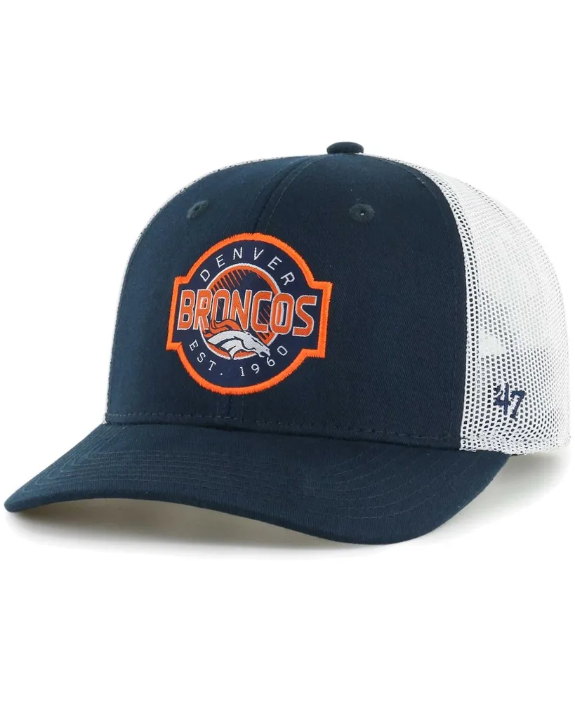 Youth Boys and Girls '47 Brand Navy, White Denver Broncos Scramble Adjustable Trucker Hat
