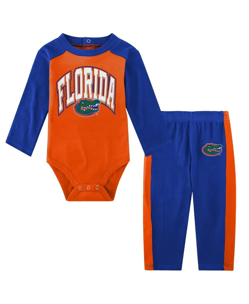 Outerstuff Girls Newborn and Infant Royal, Orange Florida Gators Too Much  Love Two-Piece Bodysuit Set