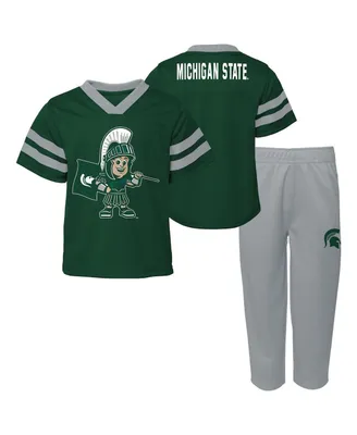 Toddler Boys and Girls Green Michigan State Spartans Two-Piece Red Zone Jersey Pants Set