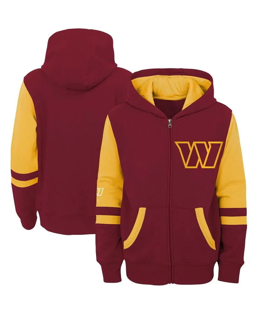 Big Boys Burgundy Washington Commanders Colorblock Full-Zip Hoodie