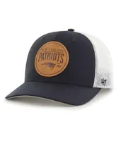 Men's '47 Brand Navy New England Patriots Leather Head Flex Hat