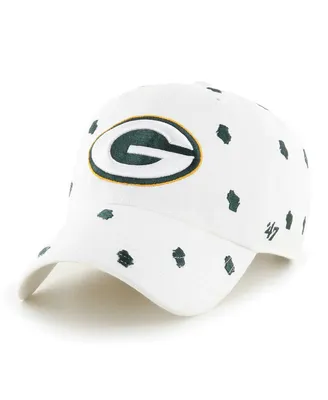 Men's and Women's '47 Brand White Green Bay Packers Confetti Clean Up Adjustable Hat