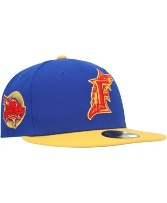 Men's New Era Royal, Yellow Distressed Florida Marlins Cooperstown Collection Empire 59FIFTY Fitted Hat