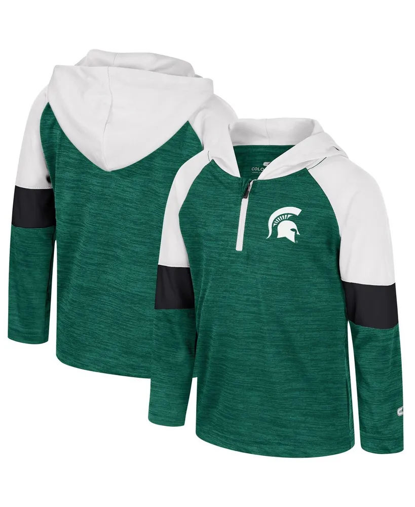 Toddler Boys and Girls Colosseum Green Michigan State Spartans Creative Control Raglan Quarter-Zip Hoodie