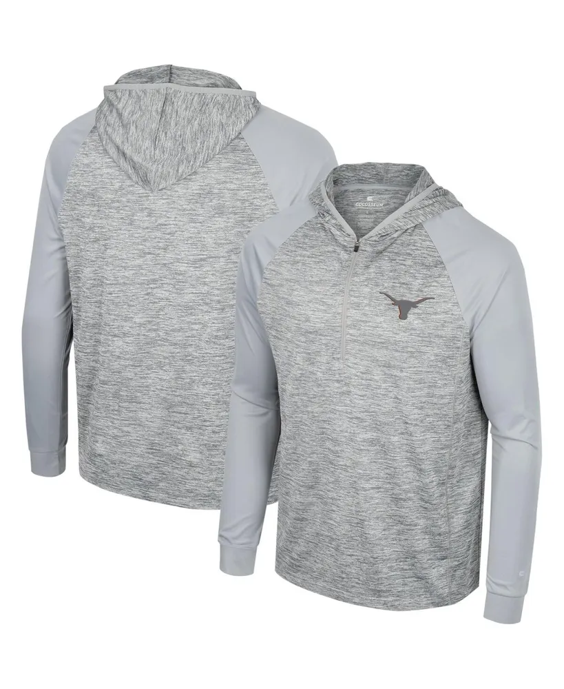 Men's Colosseum Gray Texas Longhorns Cybernetic Raglan Quarter-Zip Hooded Top