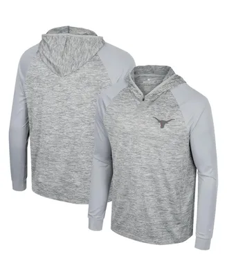 Men's Colosseum Gray Texas Longhorns Cybernetic Raglan Quarter-Zip Hooded Top