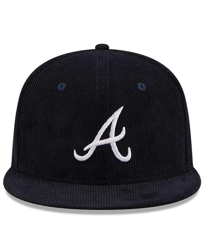 Men's New Era Navy Atlanta Braves Throwback Corduroy 59FIFTY Fitted Hat