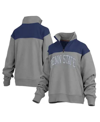 Women's Pressbox Gray Penn State Nittany Lions Avon Fleece Quarter-Zip Jacket