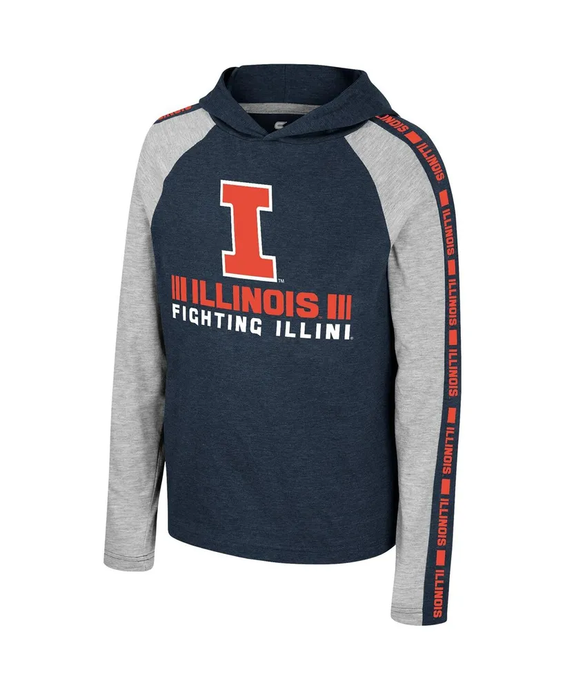 Big Boys Colosseum Navy Illinois Fighting Illini Ned Raglan Long Sleeve Hooded T-shirt