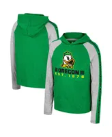 Big Boys Colosseum Green Oregon Ducks Ned Raglan Long Sleeve Hooded T-shirt