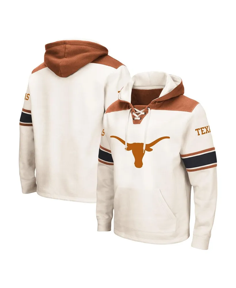 Men's Colosseum Cream Texas Longhorns Big and Tall Hockey Lace-Up Pullover Hoodie