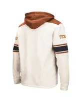 Men's Colosseum Cream Texas Longhorns Big and Tall Hockey Lace-Up Pullover Hoodie