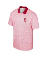 Men's Colosseum Red Stanford Cardinal Print Stripe Polo Shirt