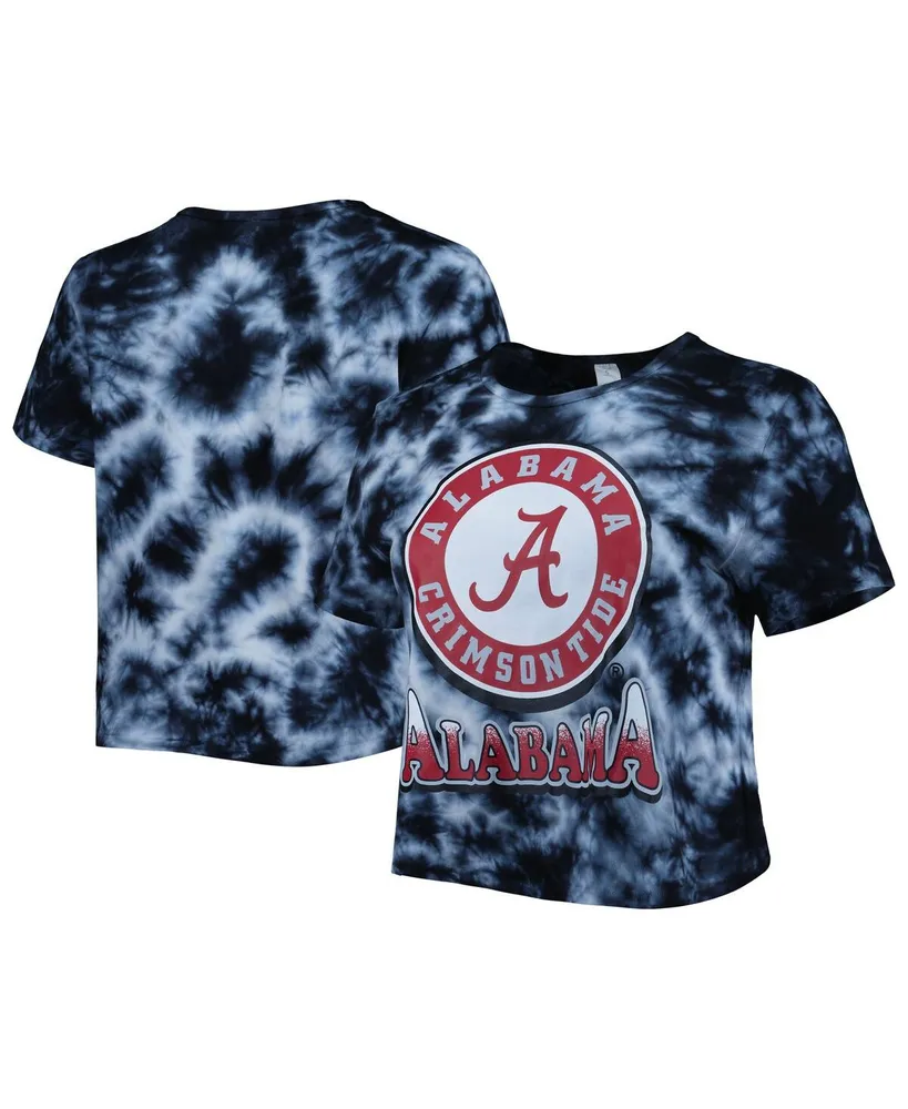 Women's ZooZatz Black Alabama Crimson Tide Cloud-Dye Cropped T-shirt