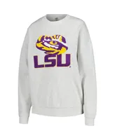 Women's Gameday Couture Ash Lsu Tigers Team Effort Pullover Sweatshirt and Shorts Sleep Set