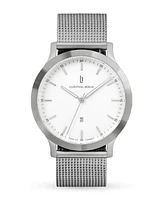 Lilienthal Berlin Unisex Huxley Silver White Silver-Tone Stainless Steel Mesh Watch 40mm