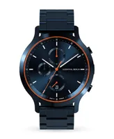 Lilienthal Berlin Men's Blue Orange Chronograph Blue Stainless Steel Link Watch 42mm