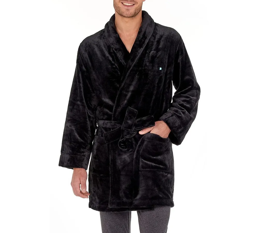 Black polar fleece robe, Le 31, Shop Men's Bathrobes Online