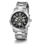 Guess Men's Multi-Function Silver-Tone Stainless Steel Watch 44mm