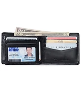 Alpine Swiss Mens Rfid Protected Leather Wallet Center Flip Commuter Bifold 2 Id