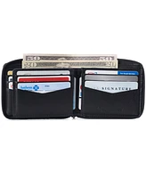 Alpine Swiss Zipper Bifold Wallet for Men Women Rfid Protected Genuine Leather