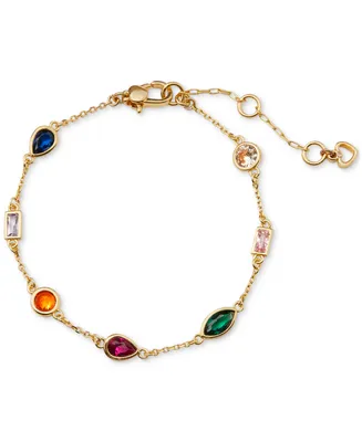 Kate Spade New York Gold-Tone Multicolor Crystal Delicate Link Bracelet