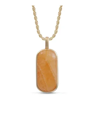 LuvMyJewelry Yellow Lace Agate Gemstone Yellow Gold Plated Sterling Silver Men Tag With Chain