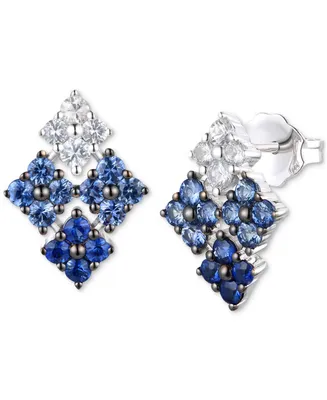 Le Vian Ombre Denim Ombre (3/4 ct. t.w.) & White Sapphire (1/4 ct. t.w.) Quad Cluster Statement Stud Earrings in 14k White Gold
