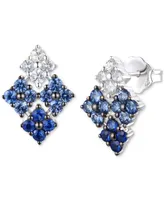 Le Vian Ombre Denim Ombre (3/4 ct. t.w.) & White Sapphire (1/4 ct. t.w.) Quad Cluster Statement Stud Earrings in 14k White Gold