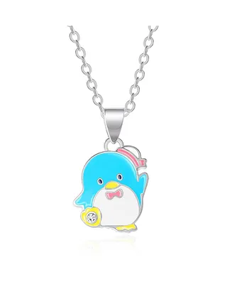 Hello Kitty Sanrio Silver Plated and Clear Crystal Tuxedo Sam Pendant - 18'' Chain, Officially Licensed Authentic