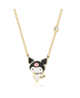 Sanrio Hello Kitty Yellow Gold Plated Crystal Kuromi Necklace - 18'' Chain, Officially Licensed Authentic