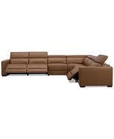 Nevio 157" 6-Pc. Leather Sectional with 3 Power Recliners and Headrests, Created For Macy's