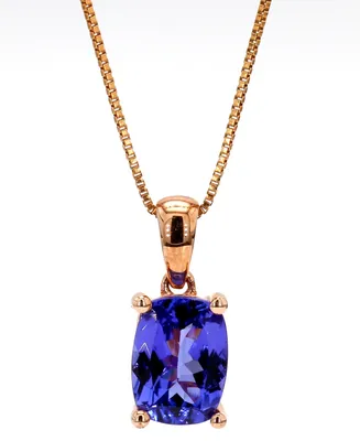 Tanzanite Cushion-Cut Solitaire 18" Pendant Necklace (1-1/2 ct. t.w.) in 10k Rose Gold