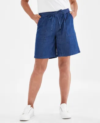 Style & Co Petite Chambray Drawstring Shorts, Created for Macy's