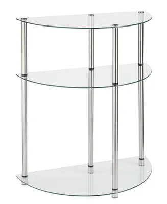 Designs2Go Classic Glass 3 Tier Half-Circle Entryway Hall Table