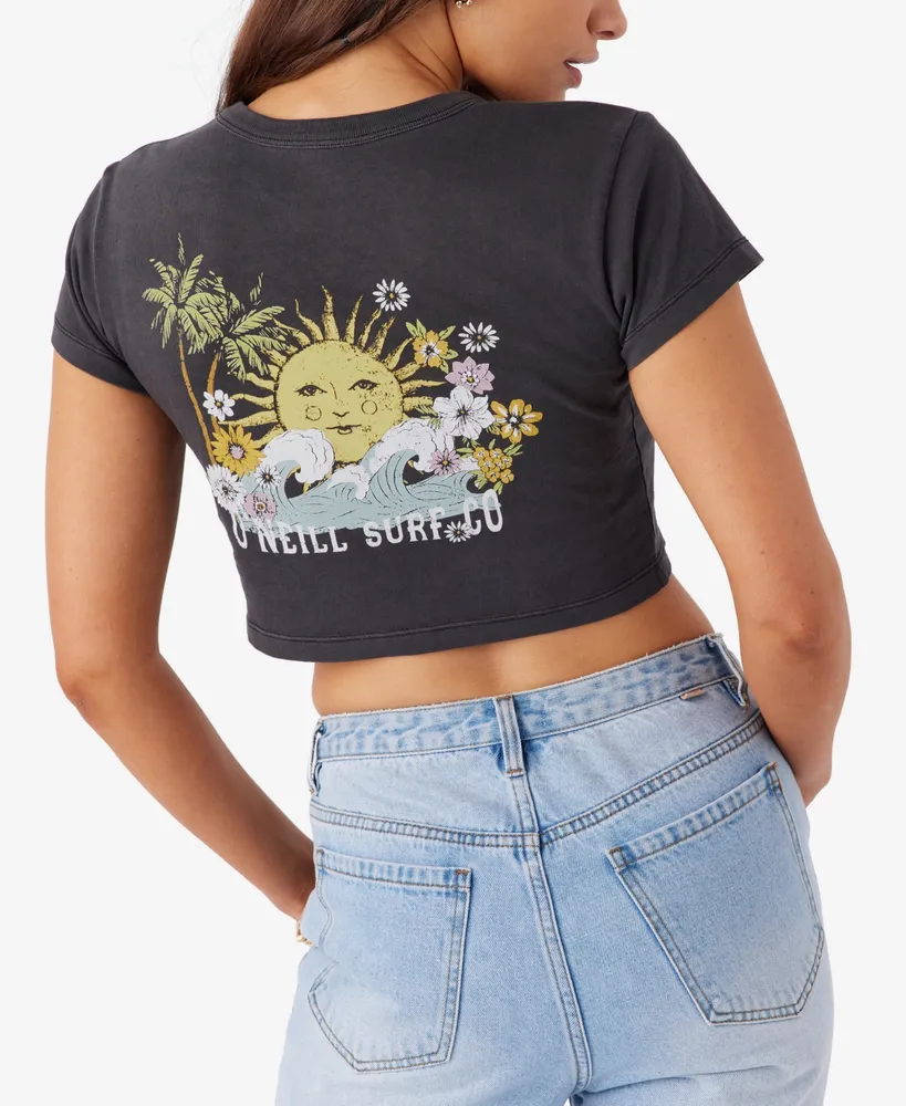 O'Neill Juniors' Sun Time Flowers Graphic-Print Cotton T-Shirt
