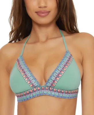 Becca Women's Fiesta Crochet-Trim Halter Bikini Top