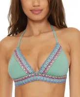 Becca Women's Fiesta Crochet-Trim Halter Bikini Top