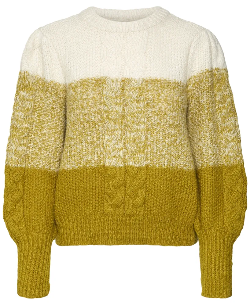 Vero Moda Women's Colorblocked Puff Sleeve Sweater