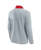 Men's Fanatics Gray, Red Washington Capitals Omni Polar Fleece Quarter-Snap Jacket