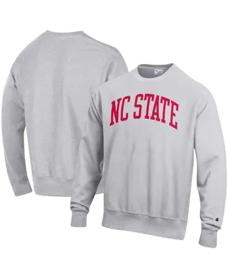 Men's Champion Heathered Gray Nc State Wolfpack Arch Reverse Weave Pullover Sweatshirt