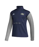 Men's adidas Navy, Heathered Gray Georgia Tech Yellow Jackets Team Aeroready Half-Zip Top