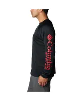 Men's Columbia Black Georgia Bulldogs Terminal Tackle Omni-Shade Raglan Long Sleeve T-shirt