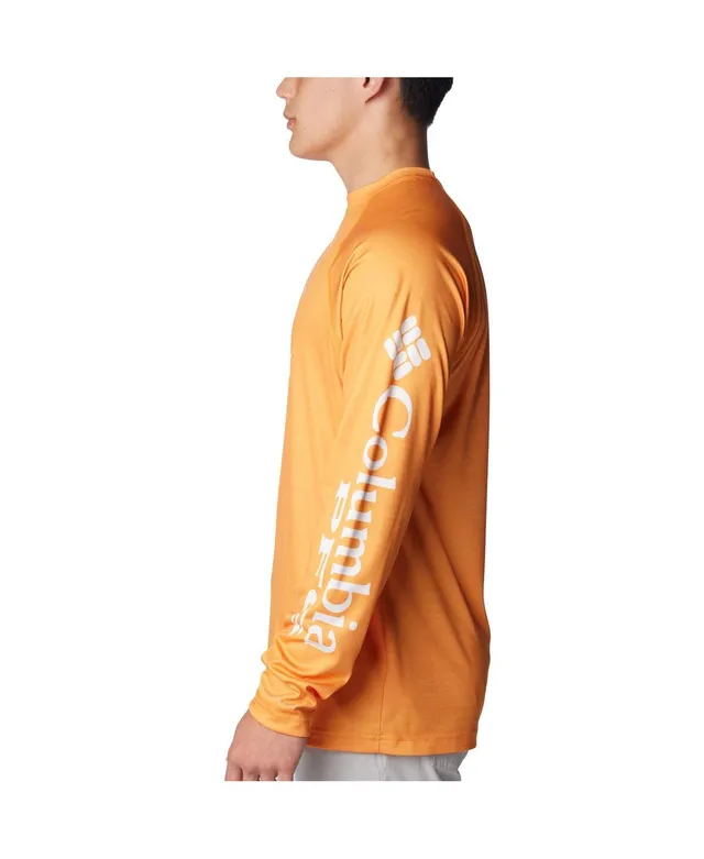 Men's Columbia Orange Auburn Tigers PFG Terminal Tackle Omni-Shade Raglan  Long Sleeve T-Shirt