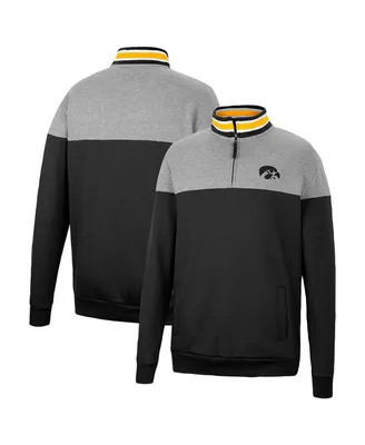 Men's Colosseum Black, Heather Gray Iowa Hawkeyes Be the Ball Quarter-Zip Top