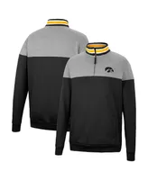 Men's Colosseum Black, Heather Gray Iowa Hawkeyes Be the Ball Quarter-Zip Top