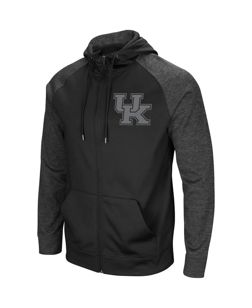 Men's Colosseum Black Kentucky Wildcats Blackout 3.0 Tonal Raglan Full-Zip Hoodie