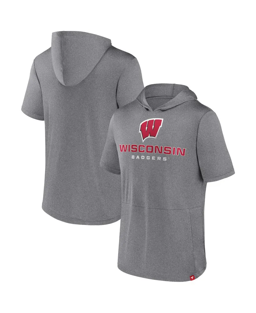 Men's Fanatics Heather Gray Wisconsin Badgers Modern Stack Hoodie T-shirt