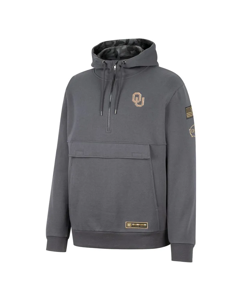 Men's Colosseum Charcoal Oklahoma Sooners Oht Military-Inspired Appreciation Quarter-Zip Hoodie